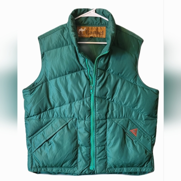 Other - Vintage Camel Goose Down Green Puffer Vest Preppy Gorp Core Streetwear
